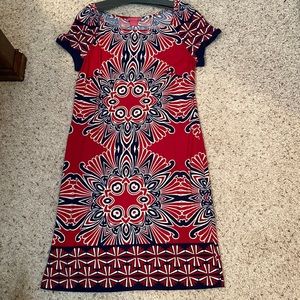 Sunny Leigh Red and navy dress
